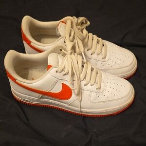 Nike  White Sneakers with Orange Swoosh